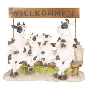 Dekorace Krávy sedící na lavičce – 40x17x33 cm