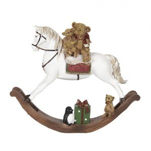 Dekorace houpací koník s medvídky – 21x5x17 cm