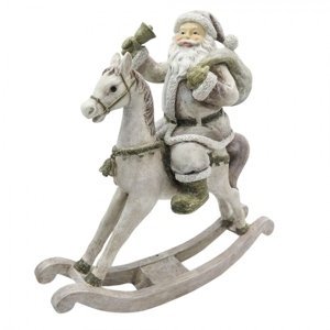 Dekorace Santa na houpacím koni – 20x8x21 cm