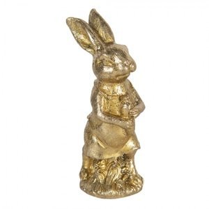 Zlatá dekorace králíka s mrkví Métallique – 4x4x11 cm