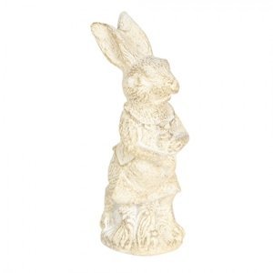 Dekorace béžový králík s patinou – 4x4x11 cm