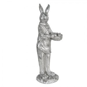 Stříbrná velikonoční dekorace králíka Métallique – 13x11x33 cm