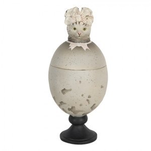 Dekorativní nádoba s kočkou a mašlí – 13x13x28 cm