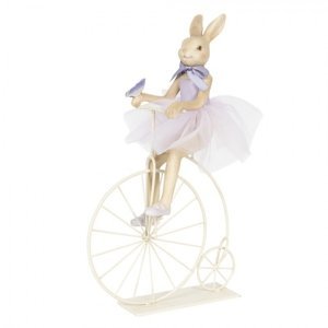 Dekorace králičí slečny v sukýnce na kole – 30x9x33 cm