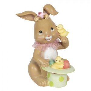 Velikonoční dekorace králičí slečny s kloboukem – 18x16x23 cm
