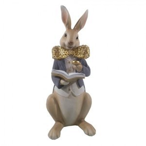 Velikonoční dekorační soška králíka s knížkou – 15x13x40 cm