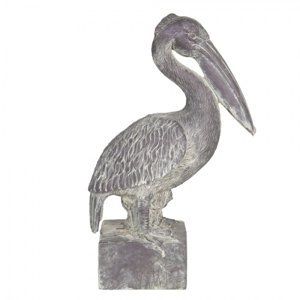 Dekorace pelikán s patinou – 23x13x37 cm