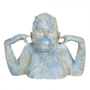 Modro-krémová dekorace opice Singe – 24x11x19 cm