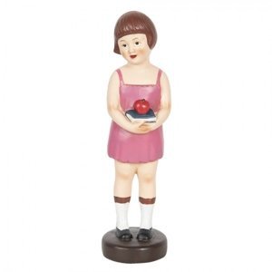 Dekorativní soška dívky s knihou a jablkem – 8x8x29 cm