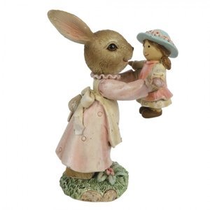 Dekorace králičí slečny s panenkou – 8x5x11 cm
