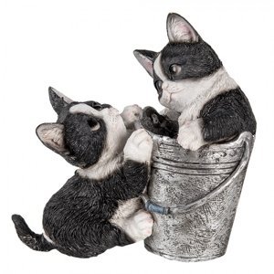 Dekorativní soška koťátek v kbelíku – 23x13x18 cm