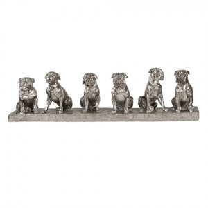 Stříbrná dekorativní smečka psů – 52x12x14 cm