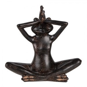 Černá dekorativní soška meditující žáby s patinou – 15x6x14 cm
