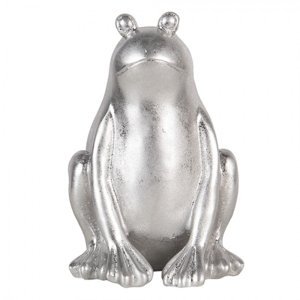 Stříbrná dekorativní soška žáby – 13x13x20 cm