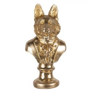Zlatá dekorační bysta psa v obleku – 9x8x17 cm
