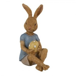 Dekorace sedící králík s malovaným vajíčkem – 10x6x12 cm