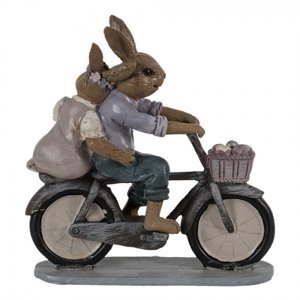 Dekorace zamilovaní králíci na kole – 14x5x15 cm