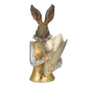 Zlatá dekorace králík – 16x13x30 cm