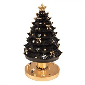 Hrací kolotoč černo-zlatý vánoční stromeček – 11x20 cm