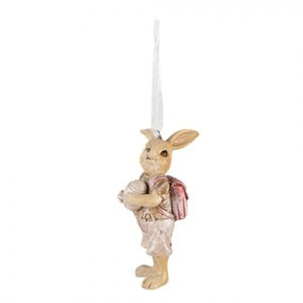 Závěsná dekorace králičí chlapec s vajíčkem a brašnou- 4*4*11 cm – 4x4x11 cm