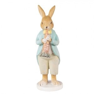 Velikonoční dekorace králík hrající na mrkev – 7x5x15 cm