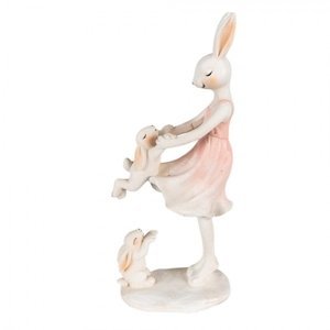 Dekorace malých králíčků s mamkou v šatech – 9x6x22 cm