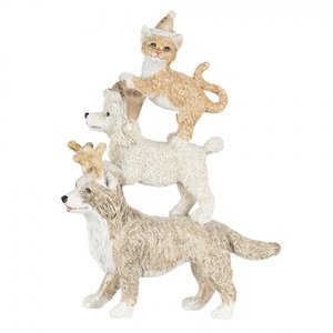 Vánoční dekorativní soška zvířátek s čepicemi – 12x4x17  cm
