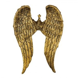Zlatá dekorativní křídla spojená korunkou – 11x2x15 cm