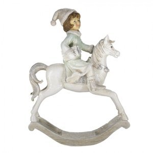 Vánoční dekorace dívka na houpacím koni – 19x8x26 cm