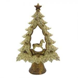 Vánoční dekorace stromek s houpacím koníkem – 13x5x20 cm
