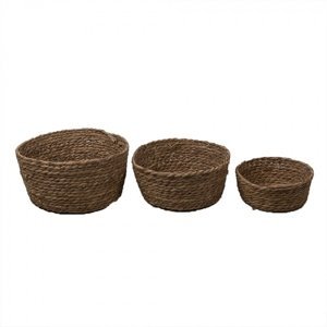 Hnědé pletené košíky Toon (set 3ks ) – (set 3)  30x15 /  26x13 /  22x9 cm