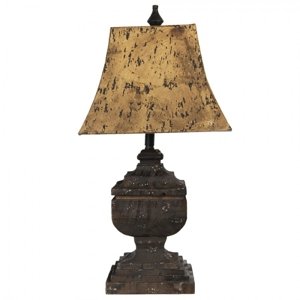 Kovová vintage stolní lampa s patinou – 32x32x66 cm