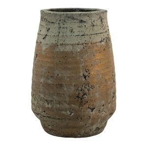Béžovo-hnědý cementový květináč / váza s patinou Romein – 19x27 cm