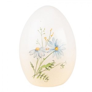 Dekorace keramické vajíčko s modrými květy – 10x10x14 cm