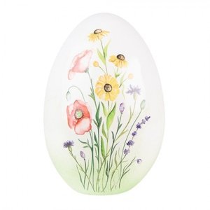 Dekorace keramické vajíčko s lučními květy – 11x11x17 cm