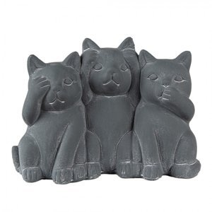 Šedá dekorace socha 3 kočky Cat Grey – 22x10x16 cm