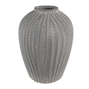 Šedá cementová dekorativní váza L – 21x28 cm