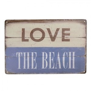 Kovová cedule s nápisem Love the Beach – 30x1x20 cm