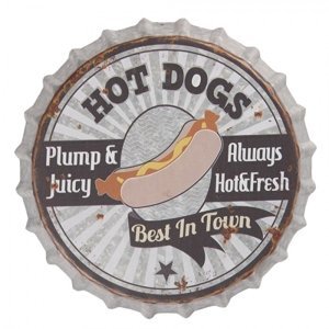 Kovová kulatá cedule Hot Dogs – 33x5 cm