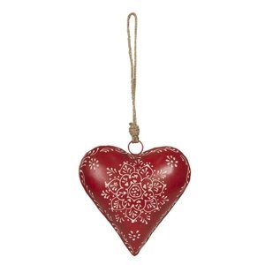 Závěsná plechová dekorace červené srdce – 16x4x16 cm
