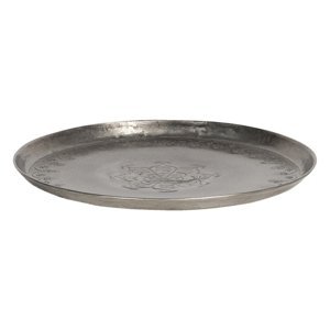 Stříbrný antik talíř s vyrytými ornamenty – 21x2 cm
