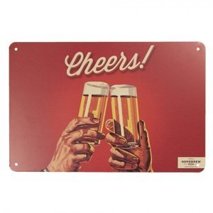 Středně velká kovová cedule Cheers! – 30x1x20 cm