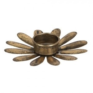 Bronzový kovový svícen na čajovou svíčku ve tvaru květu – 13x2 cm