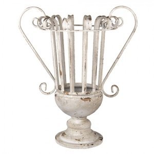 Bílá kovová dekorativní váza Antik – 42x30x48 cm