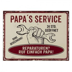 Nástěnná kovová cedule Papa´s Service – 33x1x25 cm