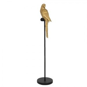 Soška zlatého papouška na černém bidle – 22x107 cm