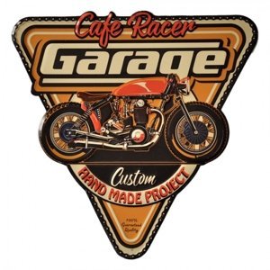 Kovová nástěnná cedule Cafe Racer Garage – 40x1x40 cm