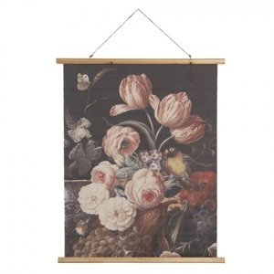 Nástěnný plakát s malbou květin, ovoce a zvěře – 80x2x100 cm