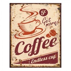 Béžová nástěnná kovová cedule Coffee – 20x1x25 cm
