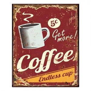 Červená nástěnná kovová cedule Coffee – 25x1x33 cm